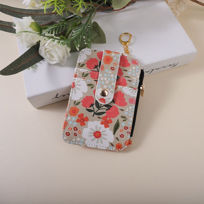 Wholesale Small Floral Card Bag Flower Printing Card Case ID Bag